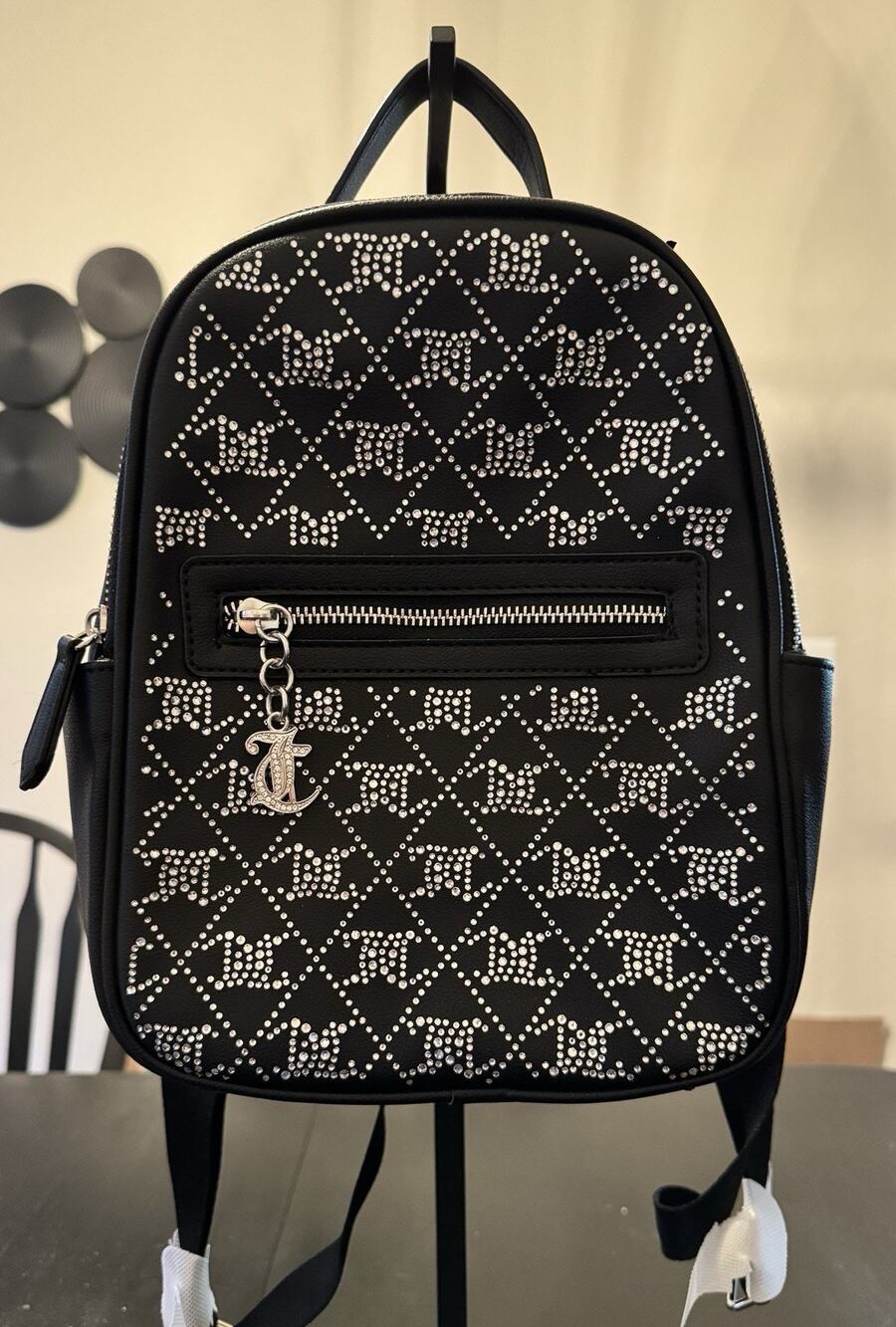Juicy Couture Black Crystal Crush Medium Backpack NWT
